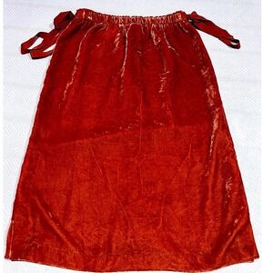 H&M Rust Orange Red Velvet Pencil Skirt Side Slits Ribbon Ties on Sides Womens 6